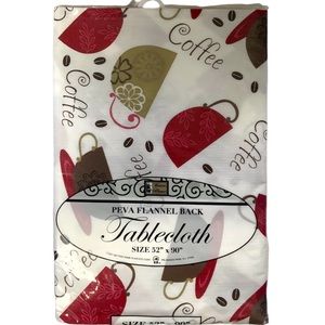 Better Home Tablecloth Coffee Cup Indoor Outdoor Rectangle 52X90 PEVA Flannel Bk